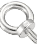 Shoulder Eye Bolt M10x17mm, 304 Stainless Steel Lifting Ring Threaded Eye Bolt, close-up view, silver heavy duty rigging gear.
