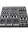 66-Piece Master Torx and Specialty Bit Socket Set With S2 Steel Bits displayed in EVA tray with size markings.
