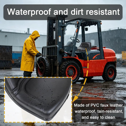 Universal Forklift Seat With Reinforced Steel Backrest And Built In Safety Micro Switch Engineered For Heavy Rig Work That Keeps You Secure And Solid Through Every Shift, featuring a waterproof PVC cover.