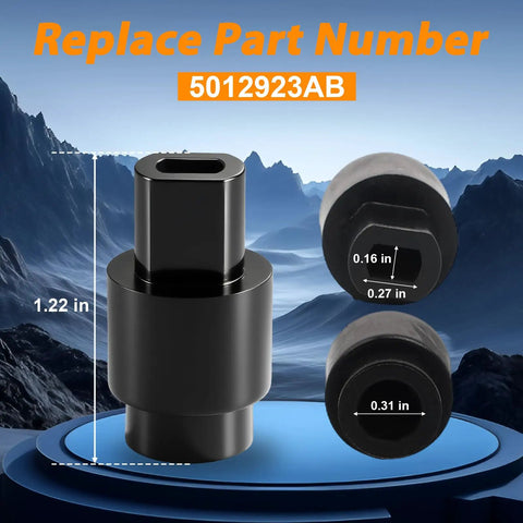 Dodge Ram Temperature Door Servo Coupling Replacement 05012923AB 5012923AB with dimensions and part number.