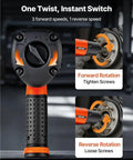 Kick Butt 1/2 Inch Drive Pneumatic Impact Wrench Delivers 1100 Ft Lbs Of Raw Torque At 7500 Rpm Featuring 4 Speed Control with switch.