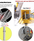 Darn Sturdy Portable Emergency Rescue Tripod With 30 Meter Winch And Legit Aluminum Frame For Deep Well Sewer And Tight Job Sites 440 Lbs Heavy Duty Adjustable Rope System components including winch, wire details, and safety features.