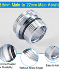 Durable Brass Faucet Aerator Adapter For A Quick M18.5 Male To M22 Kitchen Sink Swap With Scratch Resistant Chrome Finish.
