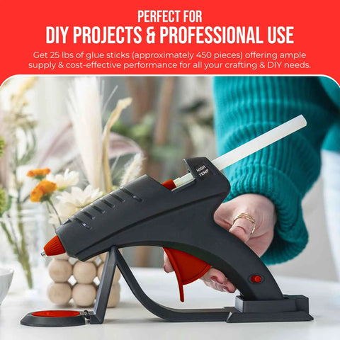 Industrial Grade Hot Melt Glue Sticks For Glue Guns, High Strength, Full Size 7/16 X 10 Inches, Bulk 450 Sticks, multi-temperature