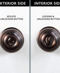 Exterior and interior sides of Privacy Door Knobs For Bedroom And Bathroom Ball Style Oil Rubbed Bronze With Keyless Turn Thumb Lock