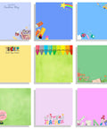 9 Pads Cute Sticky Notes Set 3x3 Self Stick Notepads for Teachers and Office with colorful school-themed designs.