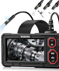 Dual Lens Endoscope With 4.3 Inch IPS Display And 16.4 Foot Cable, 1920P HD Real Time Imaging, Front And Side Cameras, 170 Degree Wide Viewing Angle, Zoom And Brightness Control For Clear Inspections, black handheld inspection camera with gear view