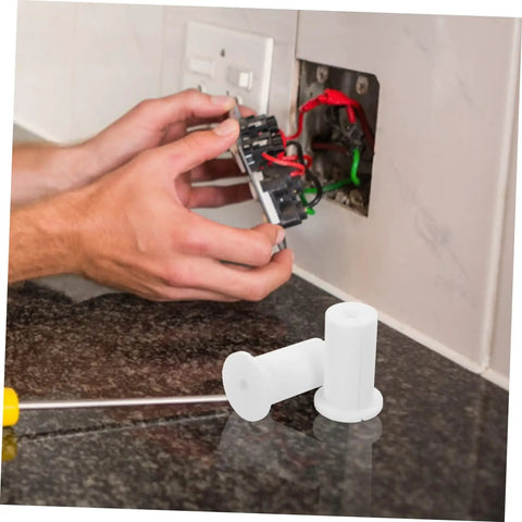 Awesome LIFKOME Silicone Wall Hole Plugs Cover Grommets For Cable Routing With Easy Install Antenna Protectors Keep Wiring Super Neat And Tidy Like A Pro white silicone wall hole plugs, installed and shown beside wiring opening