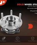 2X Front Wheel Bearing And Hub Assembly 5 Lug Fits Hyundai Sonata 2015-2019, Tucson 2016-2021, Veloster N 2020-2022, Nexo, Optima 2017-2020, Sportage, Cadenza For Hyundai And Kia Vehicles shown with anti-corrosion coating and grade bolts.