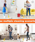 People using Heavy Duty Clip Type Wet Mop With 48 Inch Stainless Steel Handle For Industrial Floor Cleaning in various rooms