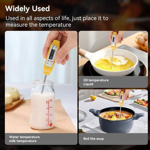Digital Food Thermometer With Automatic Calibration For High Accuracy Cooking, Waterproof Pocket Thermometer used in various cooking setups