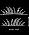 White Diamond Bling Car Eyelash Headlight Stickers Two Pack for Cars and Trucks, shown with dimensions 24.5cm x 7cm