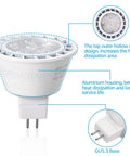 MR16 LED Bulb Dimmable 7W GU5.3 50W Equivalent 490Lm 5000K Daylight All Aluminum Housing Recessed Track Lighting Ultra Bright Spot Lights UL Listed 12V Lower View