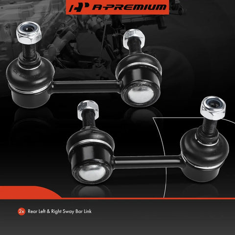 Two Pack Rear Sway Bar Links For Honda CR V 2007 2017 Stabilizer End Links Replacement Kit shown in black zinc plated steel