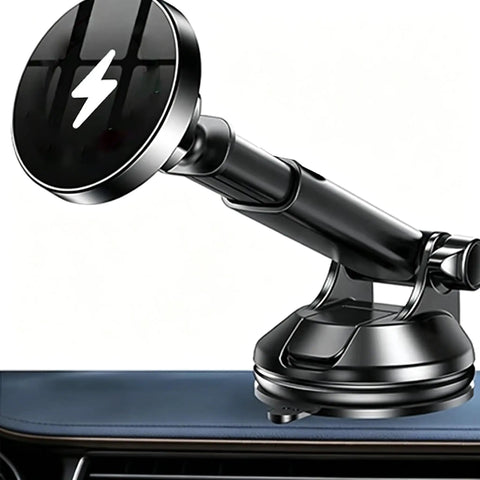 15W Fast Wireless Charging Magnetic Car Mount For Tesla Cybertruck dashboard accessory mounted securely on a car console.