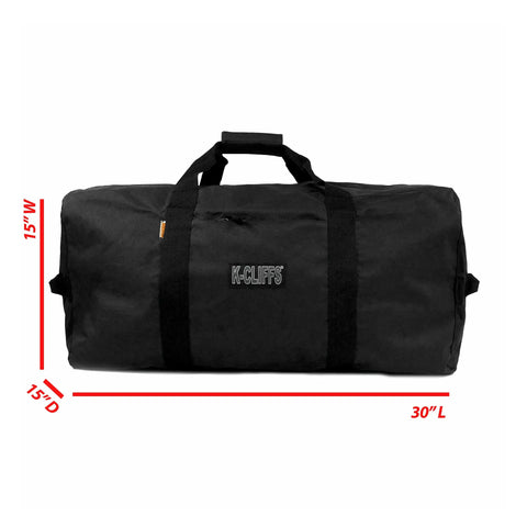 Heavy Duty 110L 30 Inch Duffel Bag For Cargo Gear Made From Water Resistant Polyester With End Handles Extra Durable Black