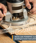 Clear Acrylic Butterfly Bowtie Router Template For Woodworkers Seeking Hella Precise Inlay Cuts To Patch Cracks And Reinforce Boards Without The Hassle Pack Of Two in use with POWERTEC router.
