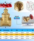 Diagram of 1 Inch NPT Brass Gate Valve, 200 WOG Manual Rotary Sluice Valve with sizing chart and scale weight