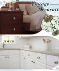Top Tier Ivory Ceramic Pumpkin Cabinet Knobs Set Of 16 For Kitchen Drawers And Bedroom Furniture With Cute Green Floral Details And Classic Vintage Vibe For Easy Home Makeovers on nightstand and kitchen.