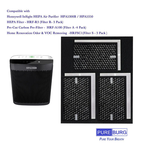Replacement True HEPA Filter Kit For Honeywell InSight HPA5300B HPA5350 And PowerPlus HPA3300 Air Purifiers Includes 3 HEPA Filters