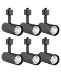 Six Pack 16.5W Dimmable LED Track Lighting Heads, 1200lm Each, 24 Degree Beam, 350 Degree Horizontal And 90 Degree Vertical Tilt, Black