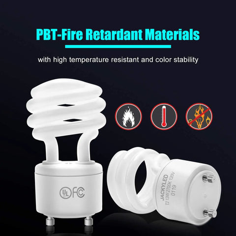 UL Listed 13W GU24 CFL Light Bulbs 2700K Warm White T2 Spiral With GU24 Base 2 Prong Energy Efficient Indoor Lighting 4 Pack