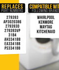Dryer Terminal Block Screws Kit 3 Pack Nine Piece Replacement For Whirlpool Kenmore Maytag Dryers showing replacement part numbers and brands