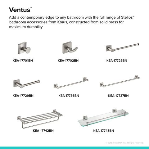 Ventus Bathroom Shelf With Towel Bar In Brushed Nickel Finish Built From Solid Brass Heavy Duty Build That Resists Rust