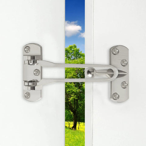 Swing Bar Door Lock For Front And Interior Doors Heavy Duty Brushed Metal Security Latch Built To Last And Kid Safe
