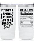 White 20 Oz Double Wall Travel Tumbler With Splash Safe Lid Straight Up Top Tier For Surgical Tech Teams featuring unique graphics.