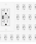 Solid Setup GFCI Outlet With Dual USB A Plus C Ports In White Pack Of 20 Tamper Resistant self-testing wall receptacles.
