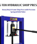 6 Ton H Frame Shop Hydraulic Press With Two Press Plates Heavy Duty Garage Ready Auto Repair Machine Adjustable Pressure Overload Protection Rust Resistant Blue Finish