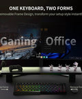 Ridiculously Snappy 68 Key Mechanical Gaming Keyboard Featuring Lightning Fast Hall Effect Magnetic Switches Delivered At 8000Hz Polling Rate For Butter Smooth Actuation And Zero Lag Gameplay with removable frame, shown on a desk setup.