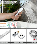 Handheld sprayer component of All Metal 3 In 1 Rain Shower System With Square Rainfall Head, Waterfall Shower, Wall Mounted Tub Faucet Set