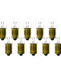 10-Pack Mini Incandescent Light Bulb T3.25 6.3V BA9s Base 0.945W 20,000 Hour Life Replacement For Instrument Panel and Dashboard Lights
