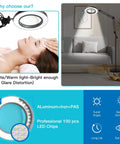 10X Magnifying Floor Lamp With Light And Stand 3 In 1 Hands Free Loupe For Estheticians, shown with bright LED lighting and adjustable stand.
