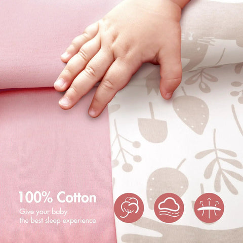 Arms Up Newborn Swaddle Sleep Bag 0-3 Months cotton pink and patterned fabric with baby hand and design details
