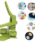 Awesome Premium Button Maker Machine Badge Press Kit Contains 100 Sets Panda Patterns And Supplies For DIY Crafts Gifts, green metal press