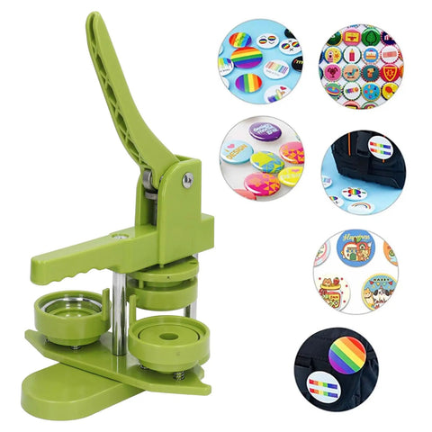 Awesome Premium Button Maker Machine Badge Press Kit Contains 100 Sets Panda Patterns And Supplies For DIY Crafts Gifts, green metal press