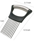 Boss Level Onion Holder And Slicer For Fast, Even Cuts, Non Slip Stainless Steel Tool dimensions illustration