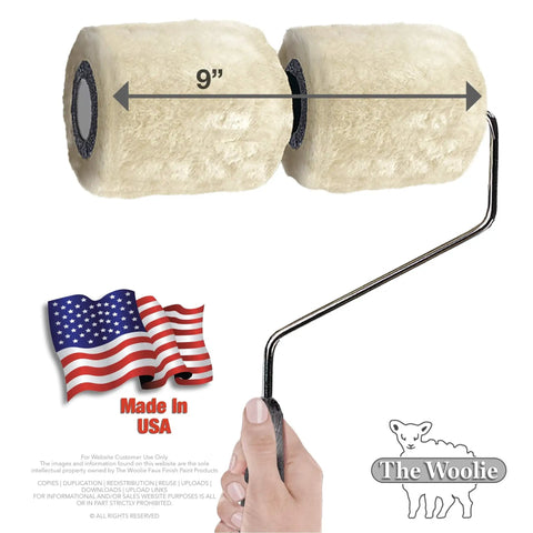 Two Color Faux Finish Paint Roller Kit For Beginners, Easy Start DIY Wall Texture, 9-inch rollers, Made In USA with sheep logo