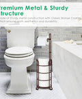 Must Have Bronze Standing Toilet Paper Holder And Dispenser With Mega Roll Capacity next to toilet