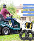 Gel Ear Pads Upgraded For 3M PELTOR Headsets With Softer Cushions And A Snug Seal shown with person using lawn mower