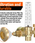 Front view brass welding gas regulator with vertical flow meter gauge for Argon/CO2 and CGA580 inlet.