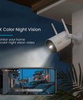 Wireless Outdoor Security Camera With 2K Solar Power, Spotlight And Siren, AI Motion Detection, 3MP Color Night Vision
