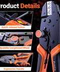 Crimping Tool Kit With Six Interchangeable Jaws Quick Change Ratchet Crimper With Pressure Knob Adjustment details