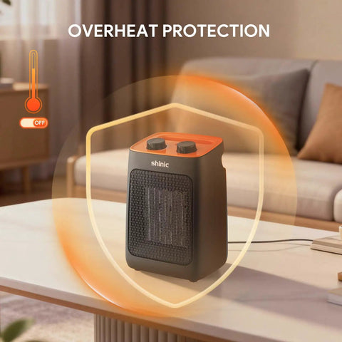 Portable Space Heater With Thermostat, 1500W PTC Ceramic Indoor Heater For Home Or Office, 2S Fast Heating, overheat protection