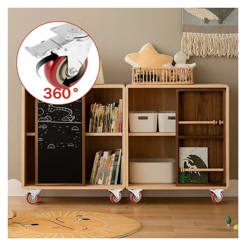 Heavy Duty Polyurethane Caster Wheels Set Of Four With Silent Swivel Rollers And Dual Locking Brakes for tool chests on storage unit.