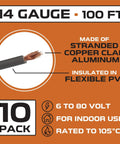 14 Gauge Primary Automotive Wire 1000 Ft Total In 10 Color Coded Roll Assortment Pack Copper Clad Aluminum Core PVC Insulated