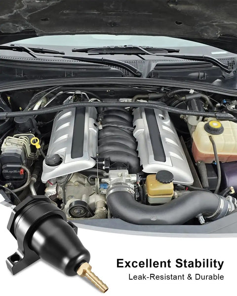 GM Hydraulic Clutch Reservoir Built From Black Billet Aluminum Ultra Stable Under Pressure Leak Proof And Vibration Resistant A Solid Upgrade For Plastic Clutch Systems installed in GM engine bay